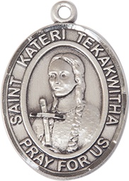 [7438SS] Sterling Silver Saint Kateri Tekakwitha Medal