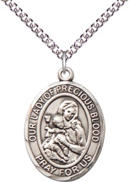 [7448SS/24SS] Sterling Silver Our Lady of the Precious Blood Pendant on a 24 inch Sterling Silver Heavy Curb chain