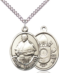 [7451SS/24SS] Sterling Silver Pope Francis Pendant on a 24 inch Sterling Silver Heavy Curb chain