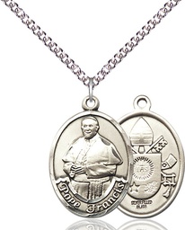 [7451SS/24SS] Sterling Silver Pope Francis Pendant on a 24 inch Sterling Silver Heavy Curb chain
