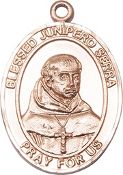 [7454KT] 14kt Gold Saint Junipero Serra Medal