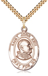 [7455GF/24G] 14kt Gold Filled Saint John XXIII Pendant on a 24 inch Gold Plate Heavy Curb chain