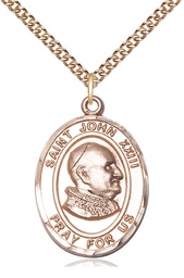 [7455GF/24GF] 14kt Gold Filled Saint John XXIII Pendant on a 24 inch Gold Filled Heavy Curb chain