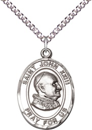 [7455SS/24SS] Sterling Silver Saint John XXIII Pendant on a 24 inch Sterling Silver Heavy Curb chain