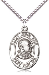 [7455SS/24SS] Sterling Silver Saint John XXIII Pendant on a 24 inch Sterling Silver Heavy Curb chain