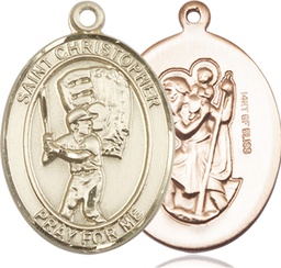 [7500GF] 14kt Gold Filled Saint Christopher Baseball Medal