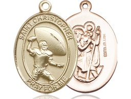 [7501GF] 14kt Gold Filled Saint Christpher Football Medal