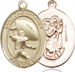 [7501GF] 14kt Gold Filled Saint Christpher Football Medal