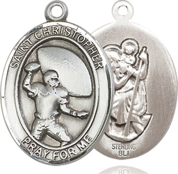 [7501SS] Sterling Silver Saint Christpher Football Medal