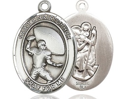 [7501SS] Sterling Silver Saint Christpher Football Medal
