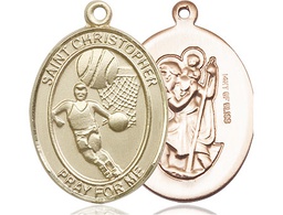 [7502GF] 14kt Gold Filled Saint Christopher Basketball Medal