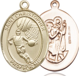 [7502GF] 14kt Gold Filled Saint Christopher Basketball Medal