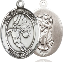 [7502SS] Sterling Silver Saint Christopher Basketball Medal