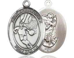 [7502SS] Sterling Silver Saint Christopher Basketball Medal