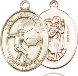 [7503GF] 14kt Gold Filled Saint Christopher Soccer Medal