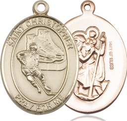 [7504GF] 14kt Gold Filled Saint Christopher Hockey Medal