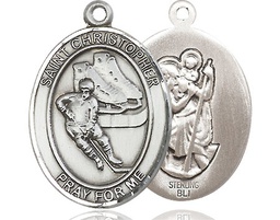 [7504SS] Sterling Silver Saint Christopher Hockey Medal