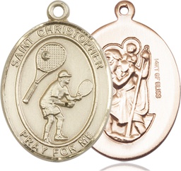 [7505GF] 14kt Gold Filled Saint Christopher Tennis Medal