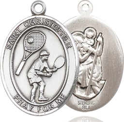 [7505SS] Sterling Silver Saint Christopher Tennis Medal