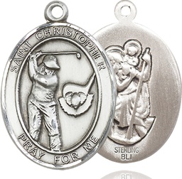 [7506SS] Sterling Silver Saint Christopher Golf Medal