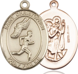 [7509GF] 14kt Gold Filled Saint Christopher Track&amp;Field Medal