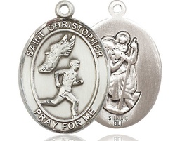 [7509SS] Sterling Silver Saint Christopher Track&amp;Field Medal