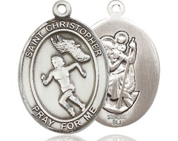 [7510SS] Sterling Silver Saint Christopher Track&amp;Field Medal
