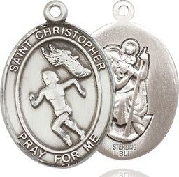 [7510SS] Sterling Silver Saint Christopher Track&amp;Field Medal