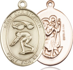 [7511GF] 14kt Gold Filled Saint Christopher Swimming Medal