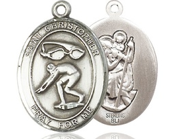 [7511SS] Sterling Silver Saint Christopher Swimming Medal