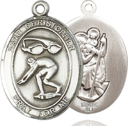 [7511SS] Sterling Silver Saint Christopher Swimming Medal