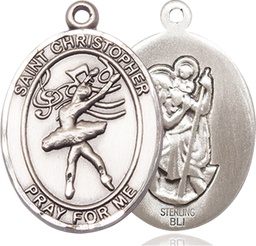 [7512SS] Sterling Silver Saint Christopher Dance Medal