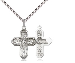 [0044SS/18S] Sterling Silver 5-Way Pendant on a 18 inch Light Rhodium Light Curb chain