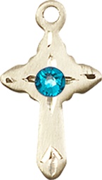 [2525GF-STN12] 14kt Gold Filled Cross Medal with a 3mm Zircon Swarovski stone