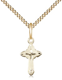 [2525GF/18G] 14kt Gold Filled Cross Pendant on a 18 inch Gold Plate Light Curb chain