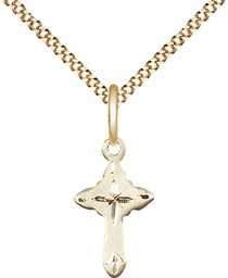 [2525GF/18G] 14kt Gold Filled Cross Pendant on a 18 inch Gold Plate Light Curb chain
