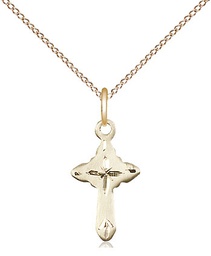 [2525GF/18GF] 14kt Gold Filled Cross Pendant on a 18 inch Gold Filled Light Curb chain