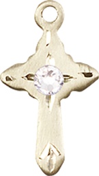 [2525KT-STN4] 14kt Gold Cross Medal with a 3mm Crystal Swarovski stone