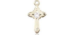 [2525KT-STN4] 14kt Gold Cross Medal with a 3mm Crystal Swarovski stone