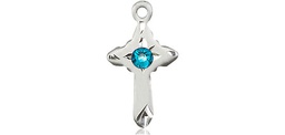 [2525SS-STN12] Sterling Silver Cross Medal with a 3mm Zircon Swarovski stone