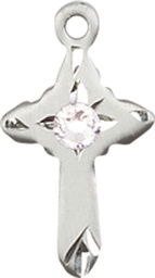 [2525SS-STN4] Sterling Silver Cross Medal with a 3mm Crystal Swarovski stone