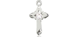 [2525SS-STN4] Sterling Silver Cross Medal with a 3mm Crystal Swarovski stone