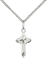 [2525SS/18SS] Sterling Silver Cross Pendant on a 18 inch Sterling Silver Light Curb chain