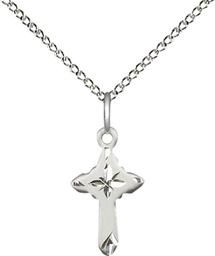 [2525SS/18SS] Sterling Silver Cross Pendant on a 18 inch Sterling Silver Light Curb chain