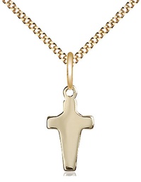 [2526GF/18G] 14kt Gold Filled Cross Pendant on a 18 inch Gold Plate Light Curb chain