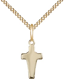 [2526GF/18G] 14kt Gold Filled Cross Pendant on a 18 inch Gold Plate Light Curb chain
