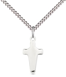 [2526SS/18S] Sterling Silver Cross Pendant on a 18 inch Light Rhodium Light Curb chain