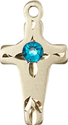 [2527GF-STN12] 14kt Gold Filled Cross Medal with a 3mm Zircon Swarovski stone
