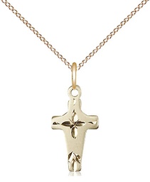 [2527GF/18GF] 14kt Gold Filled Cross Pendant on a 18 inch Gold Filled Light Curb chain