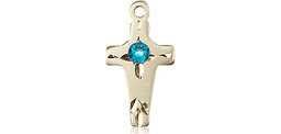 [2527KT-STN12] 14kt Gold Cross Medal with a 3mm Zircon Swarovski stone